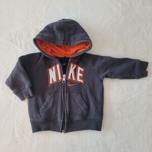🧸5/20$ Nike Kids Zip-up Hoodie Dark Gray Orange Size 12M Baby Boy
